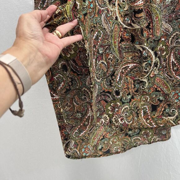 Fig and Flower Tunic Top Dress XL Brown Green Paisley Floral Romantic Flowy - Picture 5 of 14